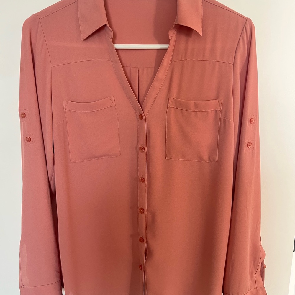 Express Women's Coral Button-Down Shirt